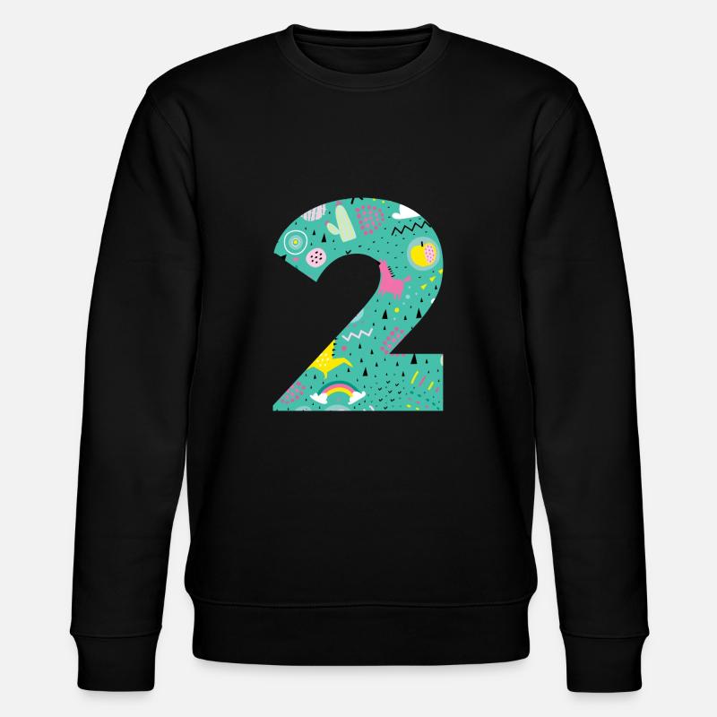 Personalized Birthday Number 2 - Stanley/Stella CHANGER Unisex Organic Sweatshirt - black