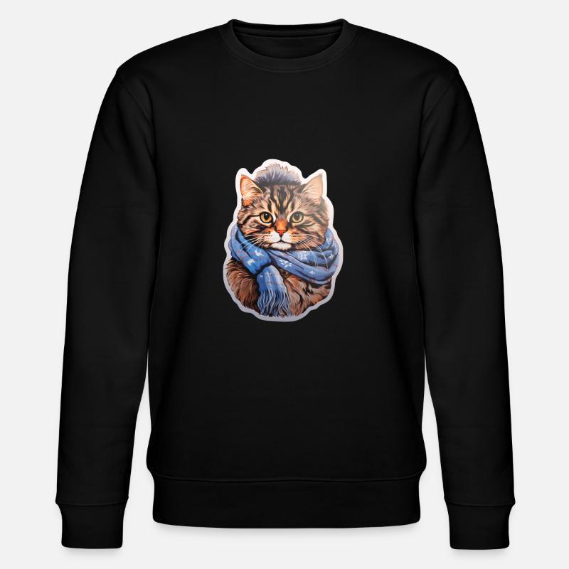 Chat d’hiver avec écharpe - Sweat bio CHANGER Stanley/Stella Unisexe - noir