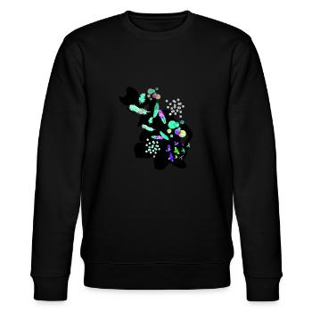 Federn, bunt, aquarell, Malerei, kreise - Stanley/Stella Unisex Bio-Sweatshirt CHANGER  - Schwarz - Vorne - Nik (191cm) & Marisol (170cm)