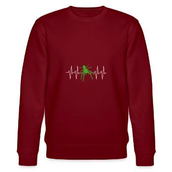 Große Spinne mit Herzlinie ich liebe Spinnen - Stanley/Stella Unisex Bio-Sweatshirt CHANGER  - Burgunderrot - Vorne - Nik (191cm) & Marisol (170cm)