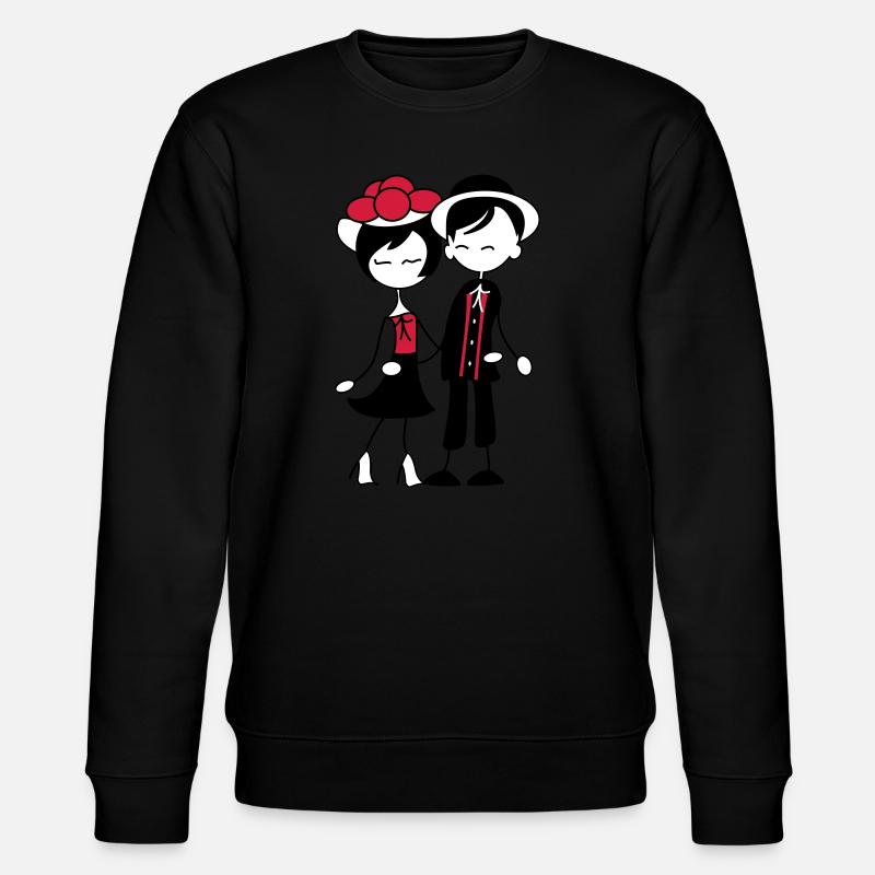 Süßes Schwarzwald Pärchen - Bollenhut & Tracht - Stanley/Stella Unisex Bio-Sweatshirt CHANGER  - Schwarz