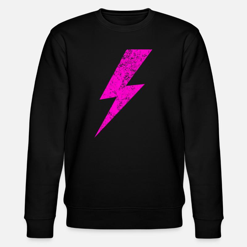 Leuchtender Pink Blitz Motiv - Stanley/Stella Unisex Bio-Sweatshirt CHANGER  - Schwarz