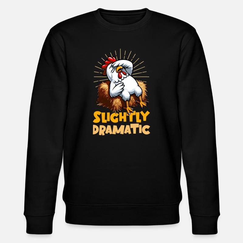 Slightly Dramatic – Huhn auf Heuballen - Stanley/Stella Unisex Bio-Sweatshirt CHANGER - Schwarz