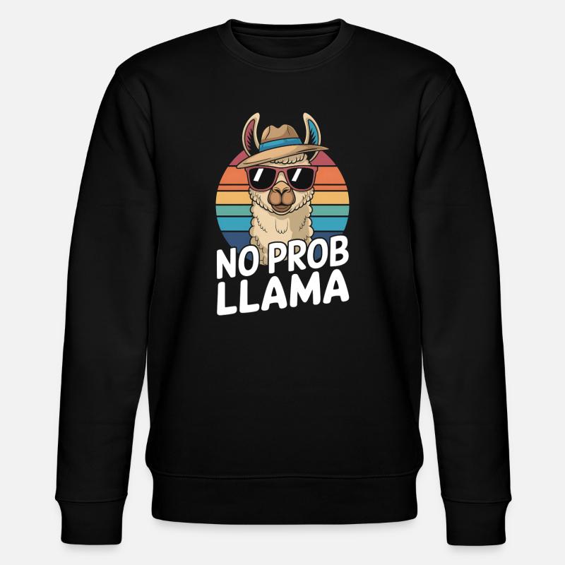 No Prob Lama Retro Sunburst Design - Sweat bio CHANGER Stanley/Stella Unisexe - noir
