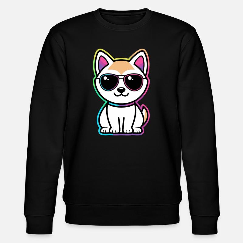 Katzen-Neon-Regenbogenbrille - Stanley/Stella Unisex Bio-Sweatshirt CHANGER  - Schwarz