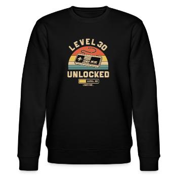 30. Geburtstag Level 30 Jahre 1995 - Stanley/Stella Unisex Bio-Sweatshirt CHANGER  - Schwarz - Vorne - Nik (191cm) & Marisol (170cm)