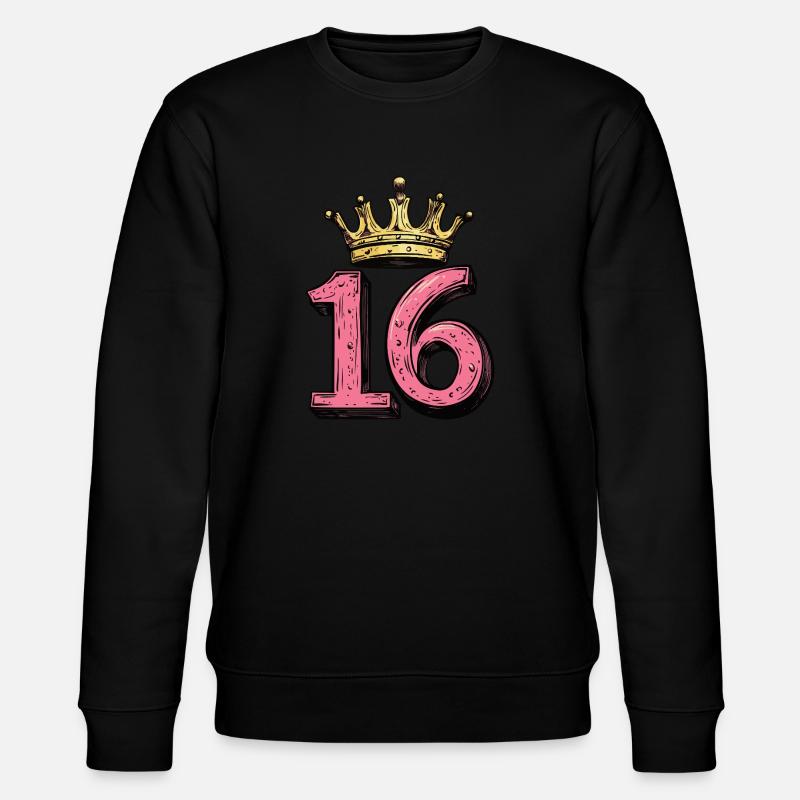 16 Zahl Krone - Stanley/Stella Unisex Bio-Sweatshirt CHANGER  - Schwarz