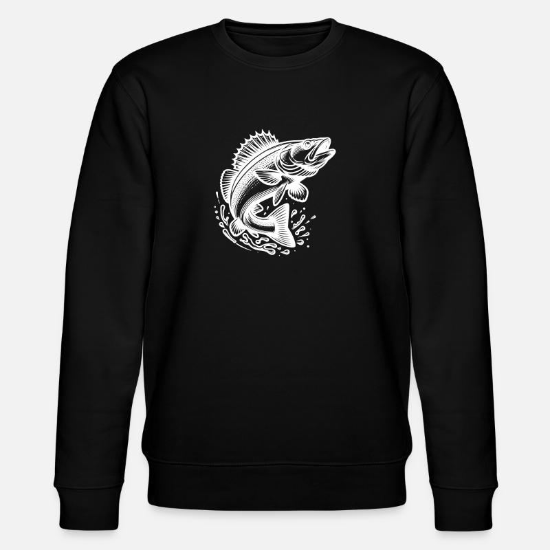 Springender Zander Fisch - Stanley/Stella Unisex Bio-Sweatshirt CHANGER  - Schwarz