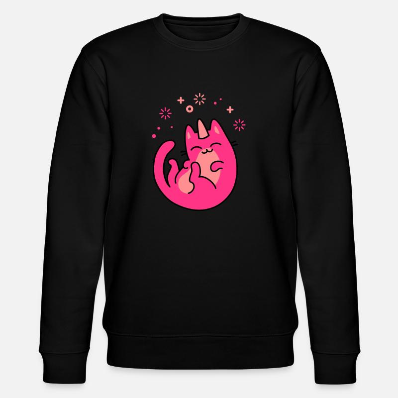Einhorn Katze - Stanley/Stella Unisex Bio-Sweatshirt CHANGER  - Schwarz