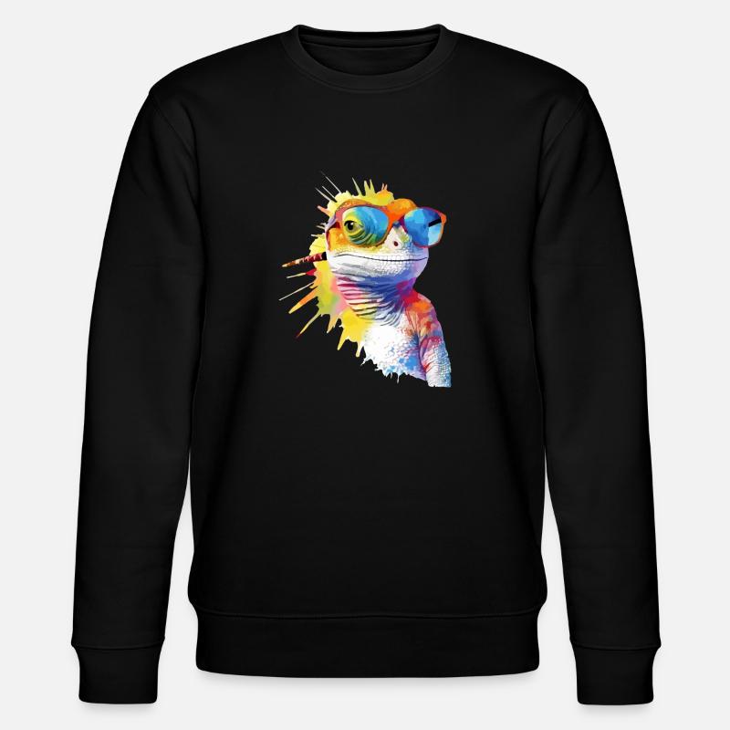 Pik die Eidechse - Stanley/Stella Unisex Bio-Sweatshirt CHANGER  - Schwarz