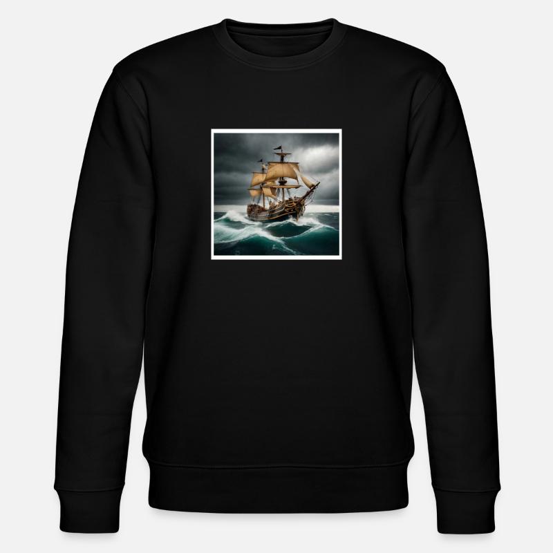 Pirate Ship in Storm - Stanley/Stella CHANGER Unisex Organic Sweatshirt - black