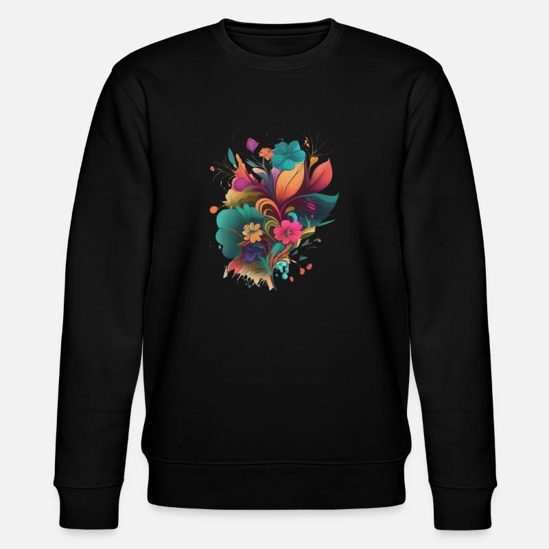Explosion Florale Abstraite - Sweat bio CHANGER Stanley/Stella Unisexe - noir