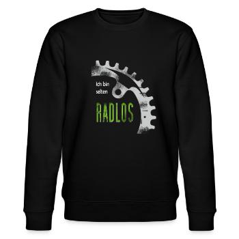 Ich bin selten radlos - Stanley/Stella Unisex Bio-Sweatshirt CHANGER  - Schwarz - Vorne - Nik (191cm) & Marisol (170cm)