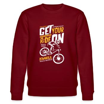 Downhill Race Series - Stanley/Stella CHANGER Unisex Organic Sweatshirt - burgundy - Front - Nik (191cm) & Marisol (170cm)