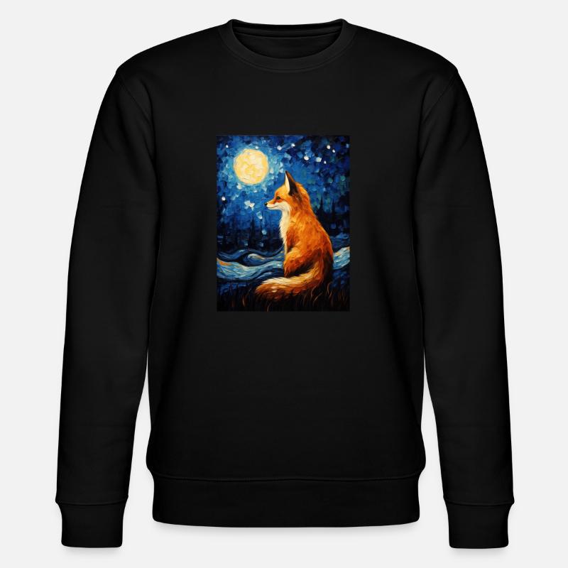 Fuchs Van gogh Style - Stanley/Stella Unisex Bio-Sweatshirt CHANGER  - Schwarz