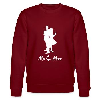 Mr Mrs Partner Hochzeitsgeschenk - Stanley/Stella Unisex Bio-Sweatshirt CHANGER  - Burgunderrot - Vorne - Nik (191cm) & Marisol (170cm)