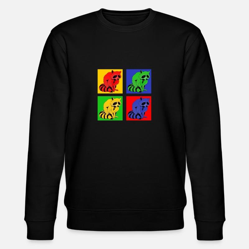 Süßer Waschbär - Stanley/Stella Unisex Bio-Sweatshirt CHANGER  - Schwarz