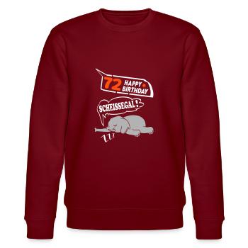 Geburtstag 72 Jahre Birthday Elefant Scheissegal - Stanley/Stella Unisex Bio-Sweatshirt CHANGER  - Burgunderrot - Vorne - Nik (191cm) & Marisol (170cm)