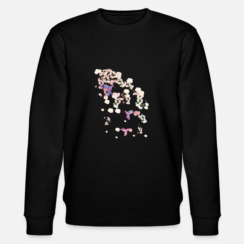 fleur de cerisier,colibri,fleurs,fleurs,fleurs - Sweat bio CHANGER Stanley/Stella Unisexe - noir