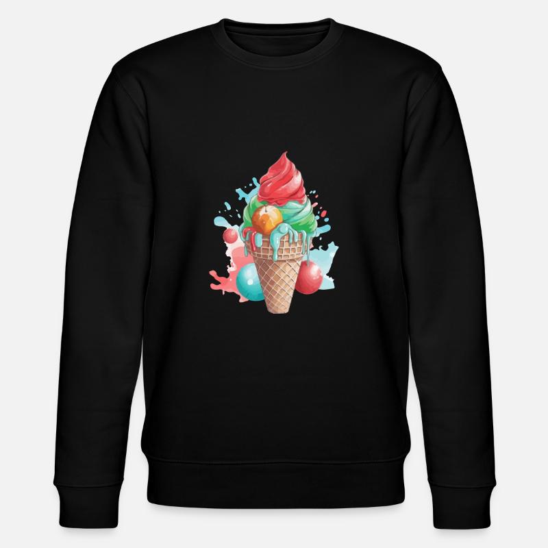 Erdbeer-Pistazien-Eistüte - Stanley/Stella Unisex Bio-Sweatshirt CHANGER - Schwarz