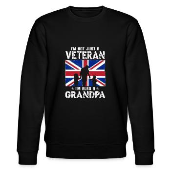 I'm Not Just A Veteran I m Also A Grandpa - Stanley/Stella CHANGER Unisex Organic Sweatshirt - black - Front - Nik (191cm) & Marisol (170cm)