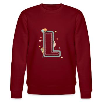 Buchstabe l Fahrzeug - personalisiertes Kindergeschenk - Stanley/Stella Unisex Bio-Sweatshirt CHANGER  - Burgunderrot - Vorne - Nik (191cm) & Marisol (170cm)