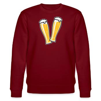 2 Weißbiergläser Stoßen An (Bier Weizenbier / 3C) - Stanley/Stella Unisex Bio-Sweatshirt CHANGER  - Burgunderrot - Vorne - Nik (191cm) & Marisol (170cm)