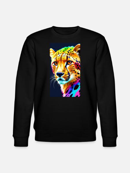 Cheetah Front - Stanley/Stella Unisex Bio-Sweatshirt CHANGER - Schwarz