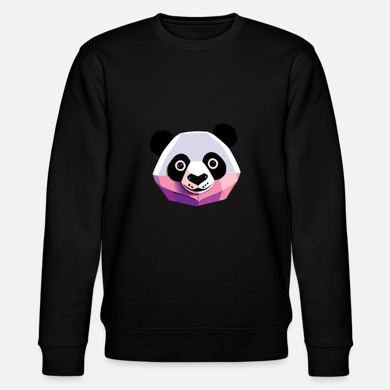 Panda Low Poly - Stanley/Stella Unisex Bio-Sweatshirt CHANGER  - Schwarz