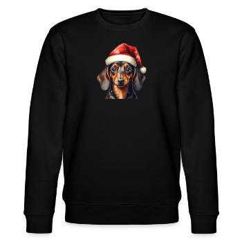 Süßer Dackel mit Weihnachtsmütze - Stanley/Stella Unisex Bio-Sweatshirt CHANGER  - Schwarz - Vorne - Nik (191cm) & Marisol (170cm)