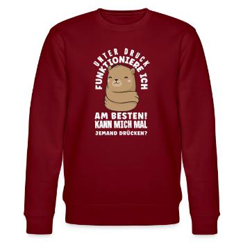 I function best under pressure - Stanley/Stella CHANGER Unisex Organic Sweatshirt - burgundy - Front - Nik (191cm) & Marisol (170cm)