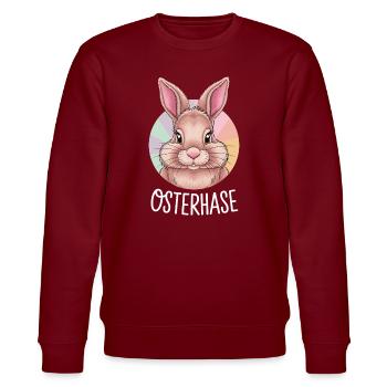  Osterhase Niedlicher Bunter Osterhase für Kinder - Stanley/Stella Unisex Bio-Sweatshirt CHANGER  - Burgunderrot - Vorne - Nik (191cm) & Marisol (170cm)