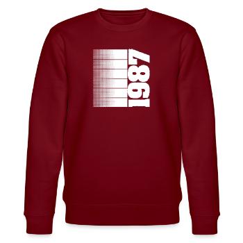Jahr 1987 - Stanley/Stella Unisex Bio-Sweatshirt CHANGER  - Burgunderrot - Vorne - Nik (191cm) & Marisol (170cm)