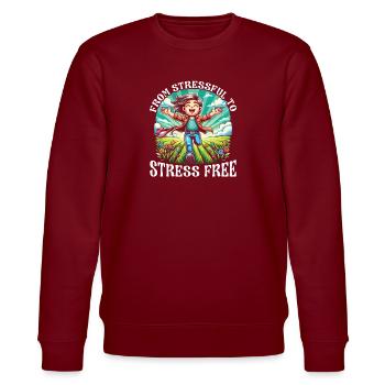 Stressstörung, Psychische Gesundheit, - Stanley/Stella Unisex Bio-Sweatshirt CHANGER  - Burgunderrot - Vorne - Nik (191cm) & Marisol (170cm)