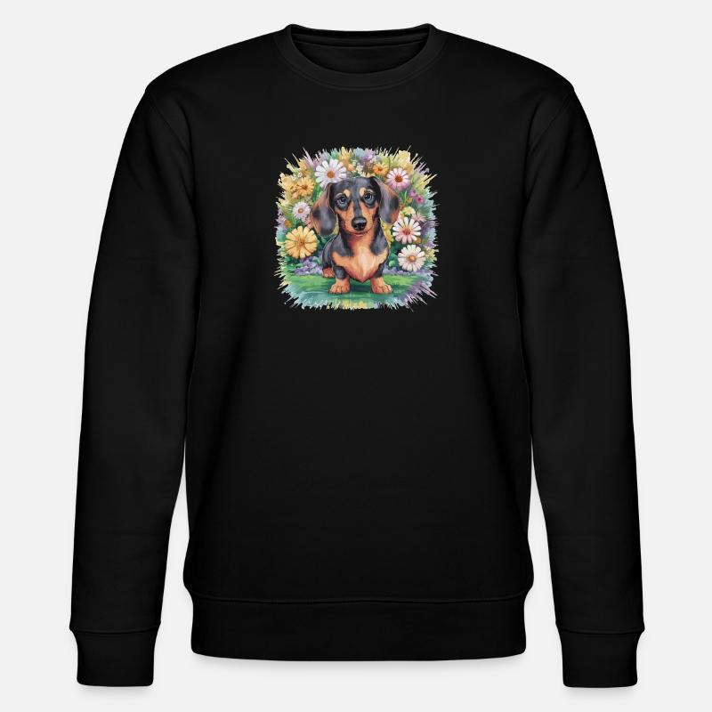 Teckel à fleurs - Sweat bio CHANGER Stanley/Stella Unisexe - noir