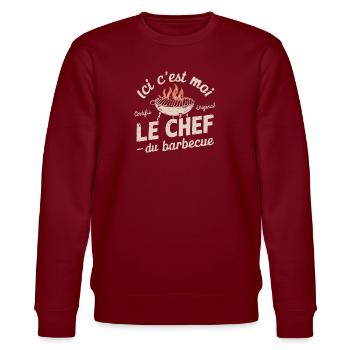 Le Chef du Barbecue - Sweat bio CHANGER Stanley/Stella Unisexe - bordeaux - Devant - Nik (191cm) & Marisol (170cm)