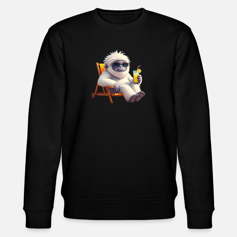 Yeti Monster im Sonnenstuhl - Stanley/Stella Unisex Bio-Sweatshirt CHANGER - Schwarz