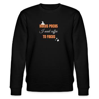 Hocus Pocus - Ich brauche Kaffee - Zum Fokus - Stanley/Stella Unisex Bio-Sweatshirt CHANGER  - Schwarz - Vorne - Nik (191cm) & Marisol (170cm)