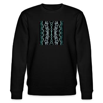 Grüne und blaue vertikale geometrische Linien - Stanley/Stella Unisex Bio-Sweatshirt CHANGER  - Schwarz - Vorne - Nik (191cm) & Marisol (170cm)