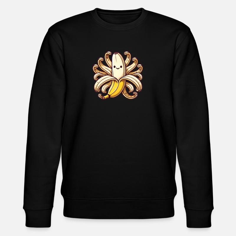 Verspielte OctoBanana Illustration - Stanley/Stella Unisex Bio-Sweatshirt CHANGER  - Schwarz