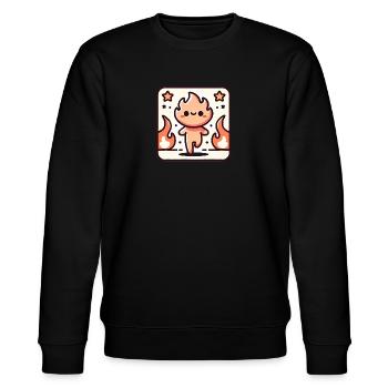Follow Your Passion Flame Character Badge - Stanley/Stella CHANGER Unisex Organic Sweatshirt - black - Front - Nik (191cm) & Marisol (170cm)