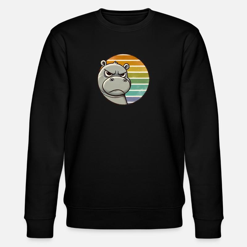 Grumpy Hippo Retro Rainbow Design - Stanley/Stella CHANGER Unisex Organic Sweatshirt - black