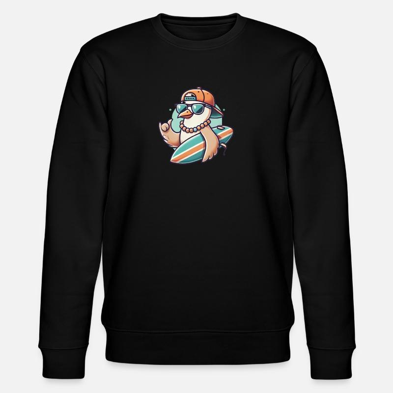 Cooles Surfer-Möwen-Cartoon-Design - Stanley/Stella Unisex Bio-Sweatshirt CHANGER  - Schwarz