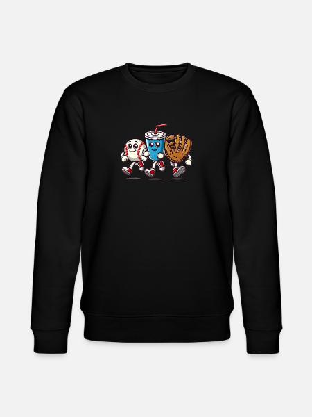 Fun Baseball Cartoon Characters - Stanley/Stella CHANGER Unisex Organic Sweatshirt - black