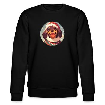 Motif de Noël avec un teckel - Sweat bio CHANGER Stanley/Stella Unisexe - noir - Devant - Nik (191cm) & Marisol (170cm)