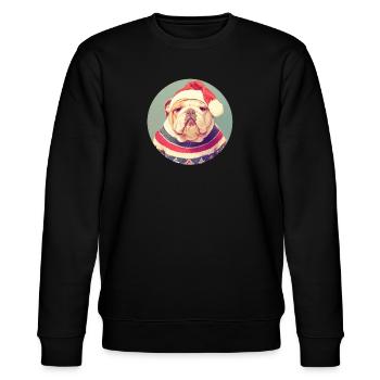 Christmas motif with an English bulldog - Stanley/Stella CHANGER Unisex Organic Sweatshirt - black - Front - Nik (191cm) & Marisol (170cm)