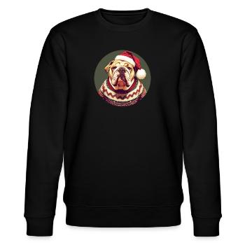 Christmas motif with an English bulldog - Stanley/Stella CHANGER Unisex Organic Sweatshirt - black - Front - Nik (191cm) & Marisol (170cm)