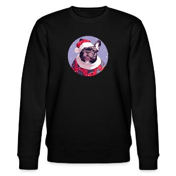 Christmas Motif - Black French Bulldog - Stanley/Stella CHANGER Unisex Organic Sweatshirt - black - Front - Nik (191cm) & Marisol (170cm)