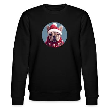 Christmas Motif - Beige French Bulldog - Stanley/Stella CHANGER Unisex Organic Sweatshirt - black - Front - Nik (191cm) & Marisol (170cm)