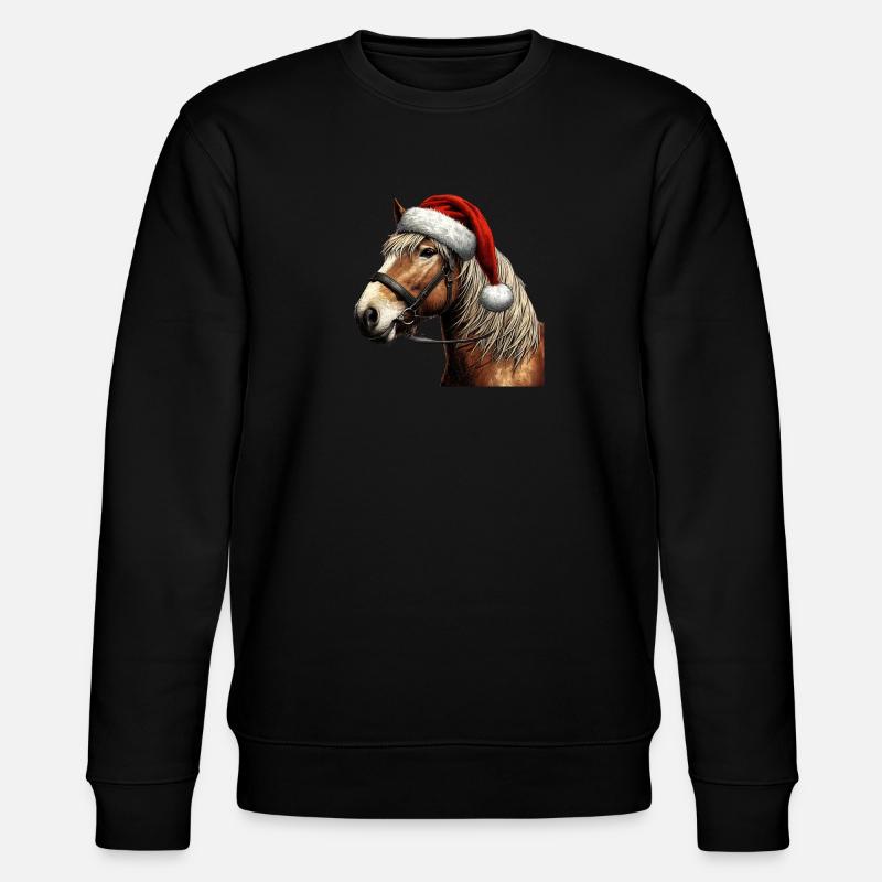 Julehest med julehat - Stanley/Stella økologisk unisex-sweatshirt CHANGER  - sort